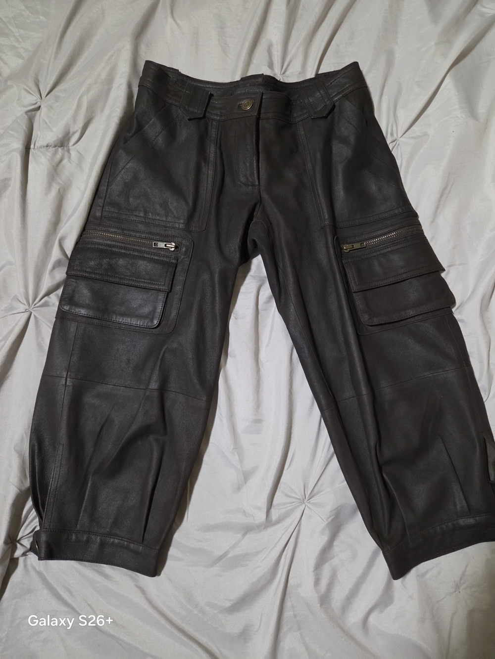 Guess Collection Brown Vintage Leather Cropped Pants Size 0